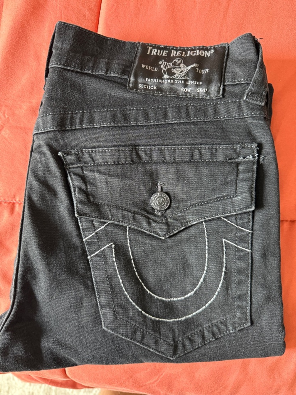 True Religion Black Denim Back Pocket with Signature Stitch